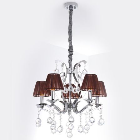 Lustre tissu marron et métal argenté Olton