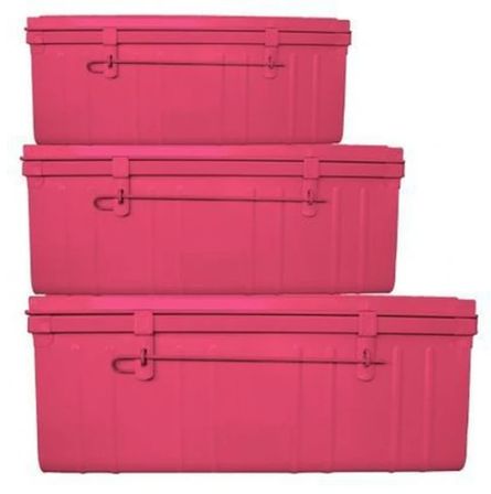 Malle de rangement métal rose brillant Debbie - Lot de 3