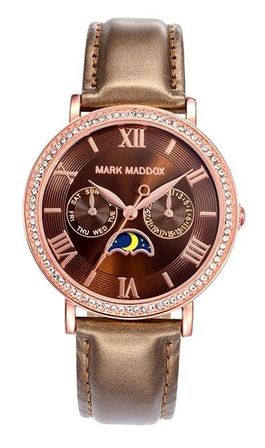 Mark Maddox Street Style Mc0017-43 - Day And Date - Case: Stainless Steel And Solid Metal - 37 Mm - Leather/cuoio Strap - Water Resistant: 30 Meters