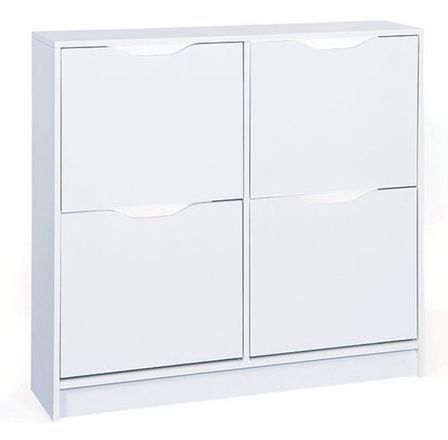 Meuble à chaussures 4 portes bois mélaminé blanc Bakus