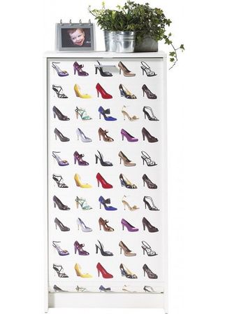 Meuble à chaussures blanc rideau chaussures 21 paires Shoot 58 cm