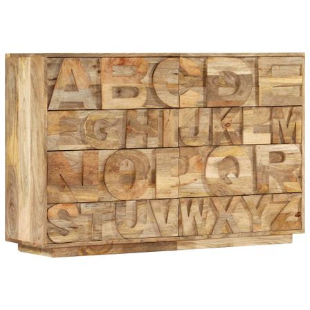 Meuble alphabétique avec 6 tiroirs 120x35x79 cm Manguier massif