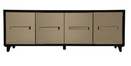 Meuble art déco 4 portes miroir doré et bois noir Arts