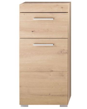 Meuble bas chêne clair 1 porte 1 tiroir Kelia 37 cm