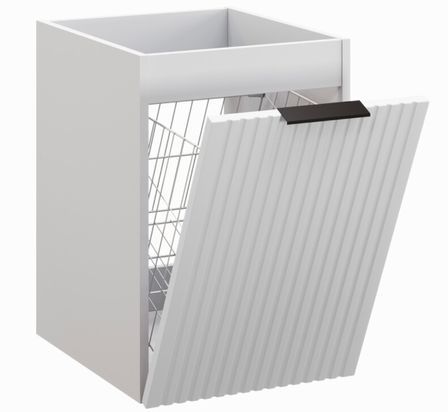 Meuble bas de salle de bain asuspendu vec panier à linge ADEL 40 cm – Design rainuré