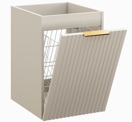 Meuble bas de salle de bain asuspendu vec panier à linge ADEL 40 cm – Design rainuré