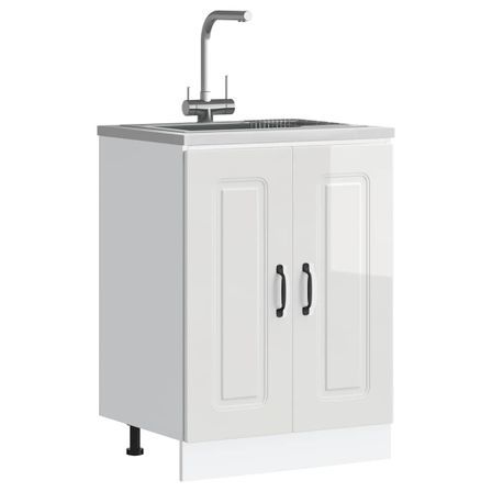 Meuble bas pour évier Kalmar blanc brillant 60x46x81,5 cm