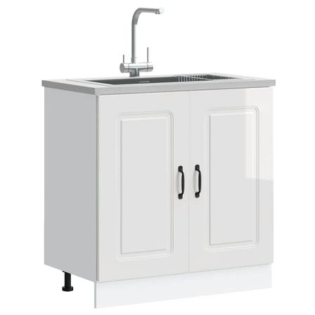 Meuble bas pour évier Kalmar blanc brillant 80x46x81,5 cm