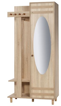 Meuble d’entrée avec 1 porte miroir et 1 porte manteaux Kiza 200