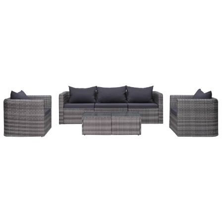 Meuble de jardin 6 pcs et coussins et oreillers Résine tressée