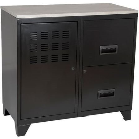 Meuble de rangement 1 porte 2 tiroirs métal noir Regus