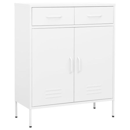 Meuble de rangement 2 portes 2 tiroirs Klako 80 cm - Acier mat