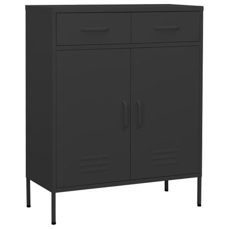Meuble de rangement 2 portes 2 tiroirs Klako 80 cm - Acier mat
