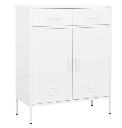 Meuble de rangement 2 portes 2 tiroirs Klako 80 cm - Acier mat