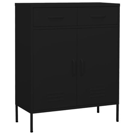 Meuble de rangement 2 portes 2 tiroirs Klako 80 cm - Acier mat