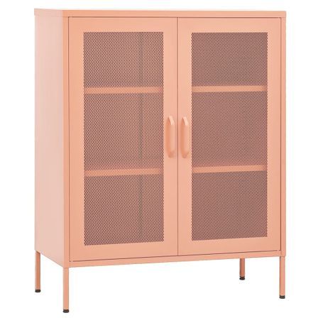 Meuble de rangement 2 portes avec grillage Bako 80 cm - Acier mat