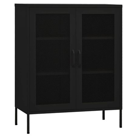 Meuble de rangement 2 portes avec grillage Bako 80 cm - Acier mat