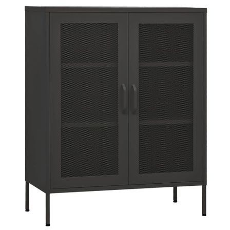 Meuble de rangement 2 portes avec grillage Bako 80 cm - Acier mat