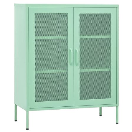Meuble de rangement 2 portes avec grillage Bako 80 cm - Acier mat