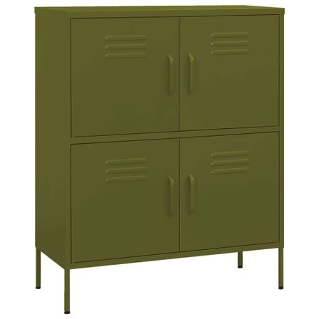 Meuble de rangement 4 portes Klako 80 cm - Acier mat