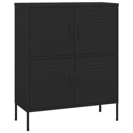 Meuble de rangement 4 portes Klako 80 cm - Acier mat