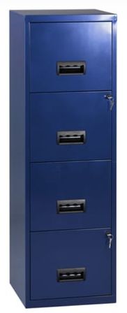 Meuble de rangement 4 tiroirs métal bleu nuit nacré Nolan