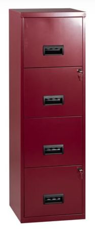 Meuble de rangement 4 tiroirs métal rouge nacré Nolan