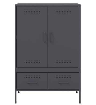 Meuble de rangement haut 2 portes 2 tiroirs en acier Klavin 68 cm - Style Industriel