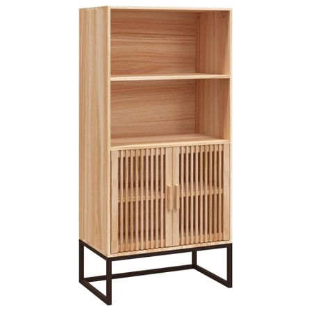 Meuble de rangement haut en bois et métal noir Korenza 60 cm - 2 portes et 2 étagères