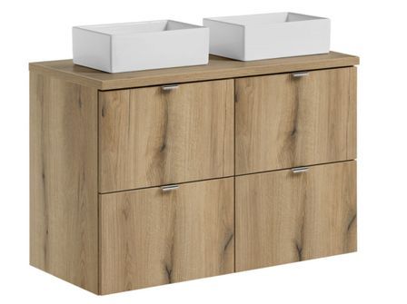 Meuble de salle de bain 4 tiroirs NOVA OAK 100 cm avec double vasque GAJA
