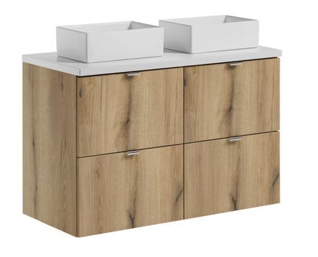 Meuble de salle de bain 4 tiroirs NOVA OAK 100 cm avec double vasque GAJA