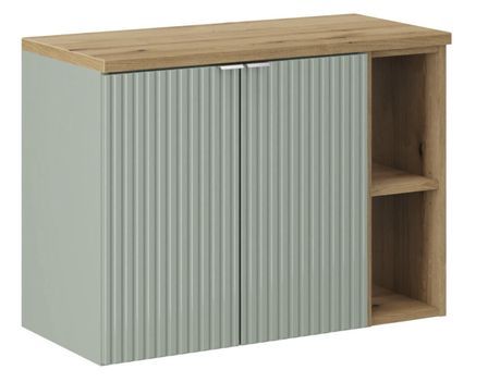 Meuble de salle de bain suspendu 2 portes avec plan de travail NOVA 80 cm