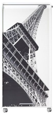 Meuble informatique à rideau blanc imprimé Tour Eiffel Orga