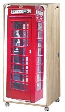 Meuble informatique à rideau chêne naturel imprimé Londres Orga