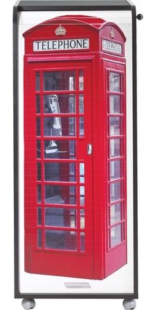 Meuble informatique à rideau noir imprimé Londres Orga 140 cm