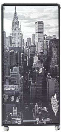 Meuble informatique à rideau noir imprimé New York Orga