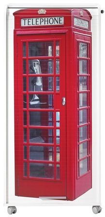 Meuble informatique Blanc Rideau 2 tiroirs Cabine téléphonique