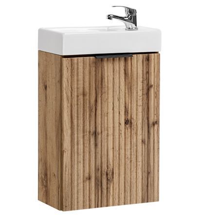Meuble lave-mains suspendu ADEL 40 cm avec vasque en céramique – Design rainuré