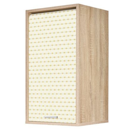 Meuble mural cuisine chêne clair KUMA 40 cm – Élément haut avec rideau et étagères modulables