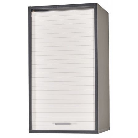 Meuble mural cuisine noir KUMA 40 cm – Élément haut avec rideau et étagères modulables