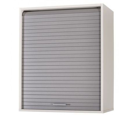 Meuble mural de cuisine blanc à rideau KUMA 60 cm – Élément haut avec étagères réglables