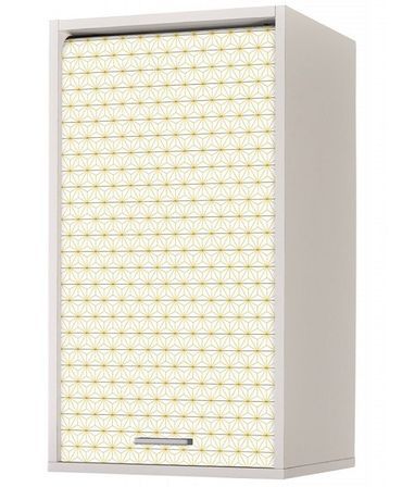 Meuble mural de cuisine blanc à rideau étoiles jaunes Couna L 40 x H 72 cm