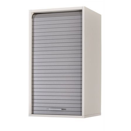 Meuble mural de cuisine blanc à rideau KUMA 40 cm – Élément haut avec étagères réglables