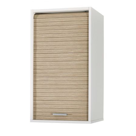 Meuble mural de cuisine blanc à rideau KUMA 40 cm – Élément haut avec étagères réglables