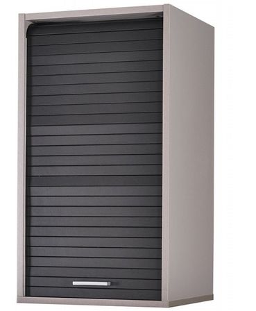 Meuble mural de cuisine gris à rideau KUMA 40 cm – Élément haut avec étagères réglables