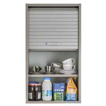 Meuble mural de cuisine gris à rideau KUMA 40 cm – Élément haut avec étagères réglables