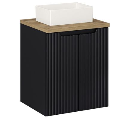 Meuble salle de bain suspendu 2 portes NOVA 50 cm avec vasque blanche GAJA – Élégance minimaliste et gain de place