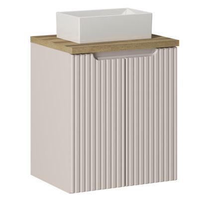 Meuble salle de bain suspendu 2 portes NOVA 50 cm avec vasque blanche GAJA – Élégance minimaliste et gain de place
