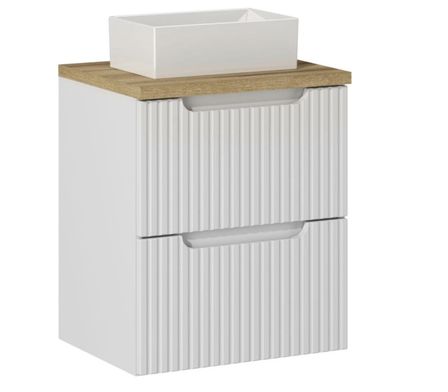 Meuble salle de bain suspendu 2 tiroirs NOVA 50 cm avec vasque blanche GAJA – Élégance minimaliste et gain de place