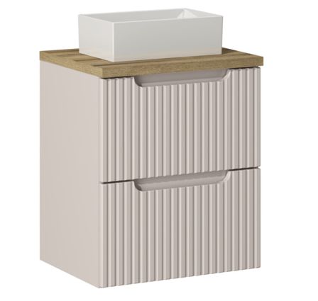 Meuble salle de bain suspendu 2 tiroirs NOVA 50 cm avec vasque blanche GAJA – Élégance minimaliste et gain de place
